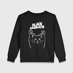 Свитшот хлопковый детский Black Sabbath Рок кот, цвет: черный
