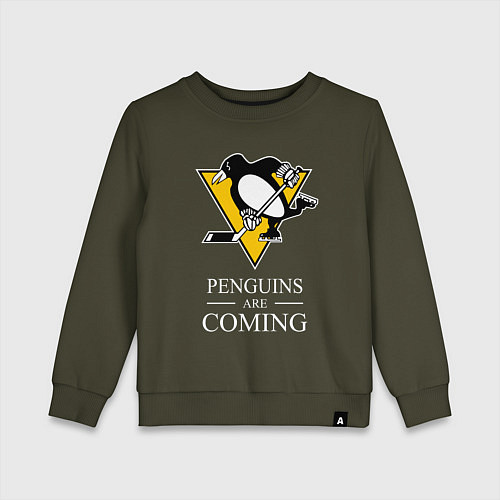 Детский свитшот Penguins are coming, Pittsburgh Penguins, Питтсбур / Хаки – фото 1