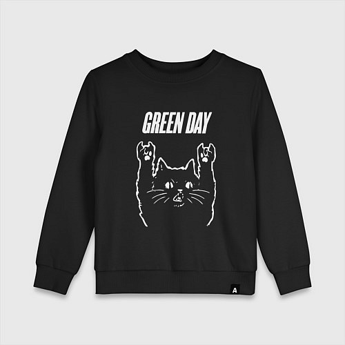 Детский свитшот Green Day Рок кот / Черный – фото 1