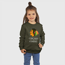 Свитшот хлопковый детский Chicago are coming, Чикаго Блэкхокс, Chicago Black, цвет: хаки — фото 2