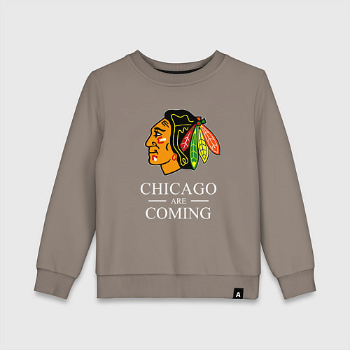 Детский свитшот Chicago are coming, Чикаго Блэкхокс, Chicago Black / Утренний латте – фото 1