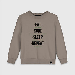 Свитшот хлопковый детский EAT CODE SLEEP REPEAT, цвет: утренний латте