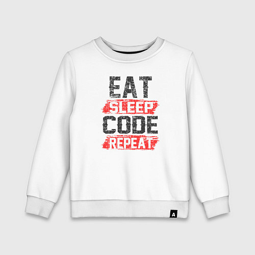 Детский свитшот EAT SLEEP CODE REPEAT / Белый – фото 1