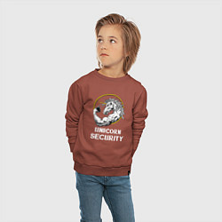 Свитшот хлопковый детский Охрана Единорог, цвет: кирпичный — фото 2