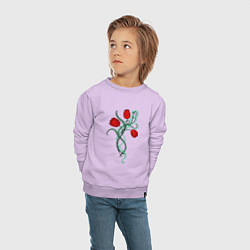 Свитшот хлопковый детский Красные тюльпаны, букет, цвет: лаванда — фото 2