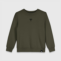 Свитшот хлопковый детский TESLA BLACK LOGO МИНИМАЛИЗМ, цвет: хаки