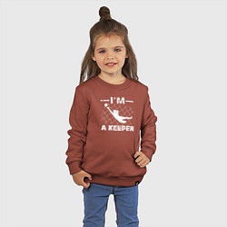 Свитшот хлопковый детский Я вратарь, цвет: кирпичный — фото 2
