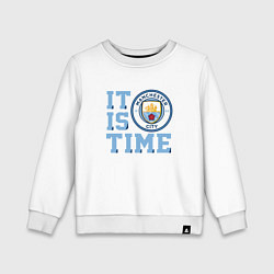 Свитшот хлопковый детский It is Manchester City Time, цвет: белый