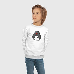 Свитшот хлопковый детский Пиксельный пингвин, цвет: белый — фото 2