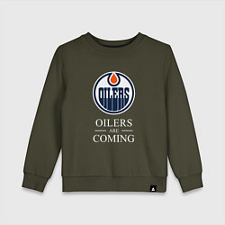 Свитшот хлопковый детский Edmonton Oilers are coming Эдмонтон Ойлерз, цвет: хаки