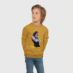 Свитшот хлопковый детский Джонни Cyberpunk2077 Johnny, цвет: горчичный — фото 2