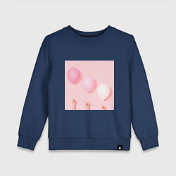 Свитшот хлопковый детский Розовые шарики, цвет: тёмно-синий
