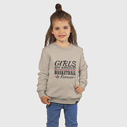 Свитшот хлопковый детский Girls & Basketball, цвет: миндальный — фото 2