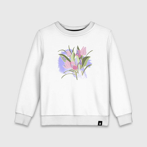 Детский свитшот Нежные весенние тюльпаны / Белый – фото 1