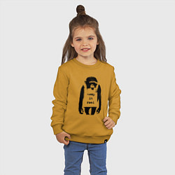 Свитшот хлопковый детский Оставайся Собой Бэнкси Banksy, цвет: горчичный — фото 2