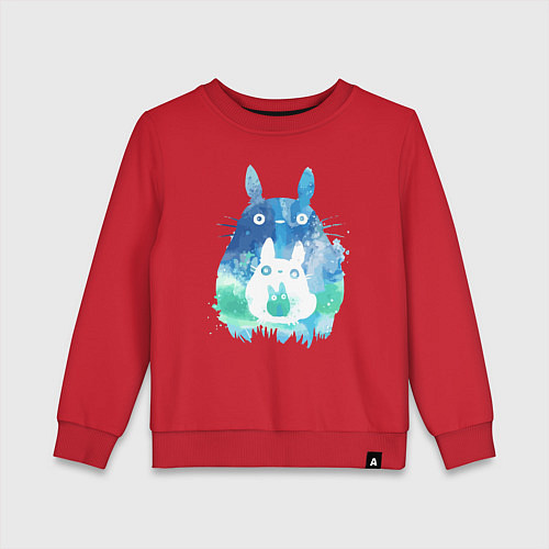 Детский свитшот Семья кроликов Акварель / Красный – фото 1