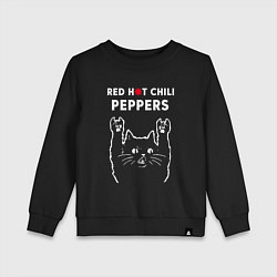 Свитшот хлопковый детский Red Hot Chili Peppers Рок кот, цвет: черный