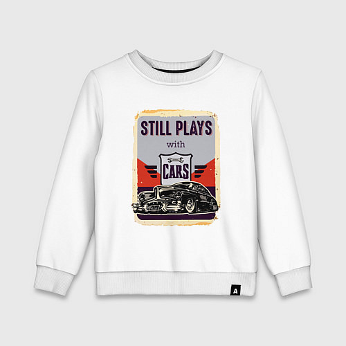 Детский свитшот Still plays with cars Retro / Белый – фото 1