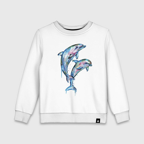 Детский свитшот Dolphins Watercolour / Белый – фото 1