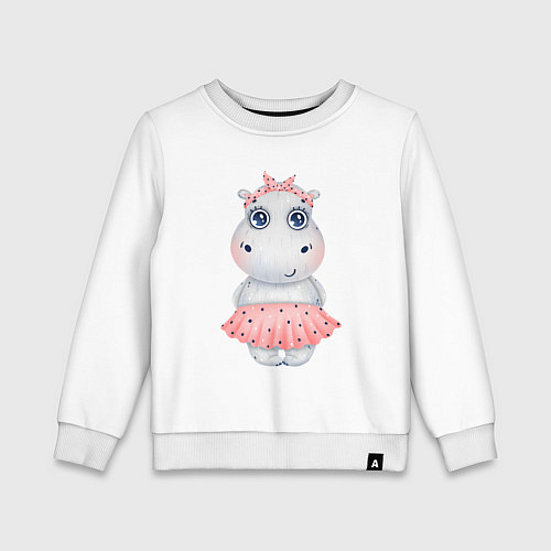 Детский свитшот Бегемотик-девочка / Белый – фото 1