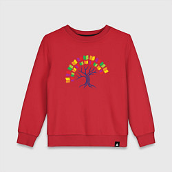 Свитшот хлопковый детский Дерево знаний из книг, цвет: красный