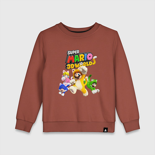 Детский свитшот Super Mario 3D World Nintendo Team of heroes / Кирпичный – фото 1