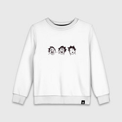 Свитшот хлопковый детский Клинок, рассекающий демонов Танджиро Эмодзи, цвет: белый