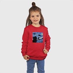 Свитшот хлопковый детский Звездная Ночь Ван Гога с Котиками, цвет: красный — фото 2