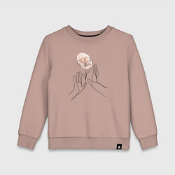 Свитшот хлопковый детский Цветок в руках, цвет: пыльно-розовый