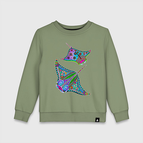 Детский свитшот Скаты с психоделической раскраской / Авокадо – фото 1