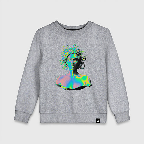 Детский свитшот Gorgon Medusa Vaporwave Neon / Меланж – фото 1