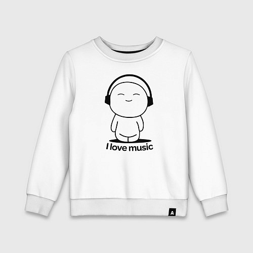 Детский свитшот Я Люблю Музыку I love Music / Белый – фото 1