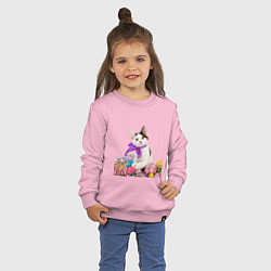 Свитшот хлопковый детский КОТЕНОК С БАНТИКОМ KITTEN WITH A BOW, цвет: светло-розовый — фото 2