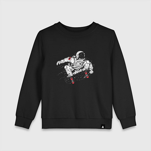 Детский свитшот Космонавт, катающийся на скейтборде An astronaut r / Черный – фото 1