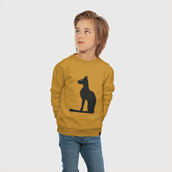 Свитшот хлопковый детский Силуэт черной кошки, Египетская богиня Бастет, цвет: горчичный — фото 2