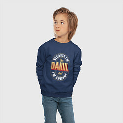 Свитшот хлопковый детский Because Im The Daniil And Im Awesome, цвет: тёмно-синий — фото 2