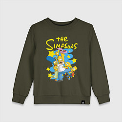 Свитшот хлопковый детский The SimpsonsСемейка Симпсонов, цвет: хаки