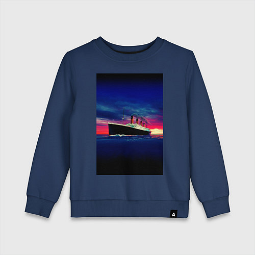 Детский свитшот Лайнер Титаник / Тёмно-синий – фото 1