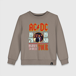 Свитшот хлопковый детский ACDC HIGHWAY TO HELL TOUR, цвет: утренний латте