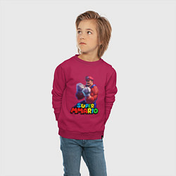 Свитшот хлопковый детский Супер Ммарио Супер Марио ММА, цвет: маджента — фото 2