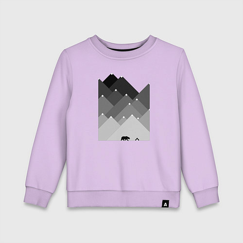 Детский свитшот Медведь и треугольные горы / Лаванда – фото 1
