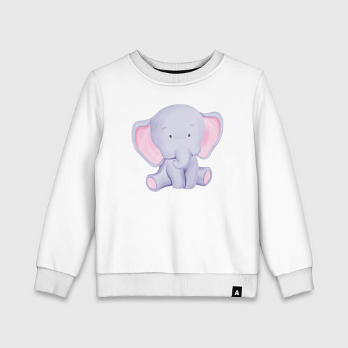 Детский свитшот Милый Слонёнок В Предкушении / Белый – фото 1