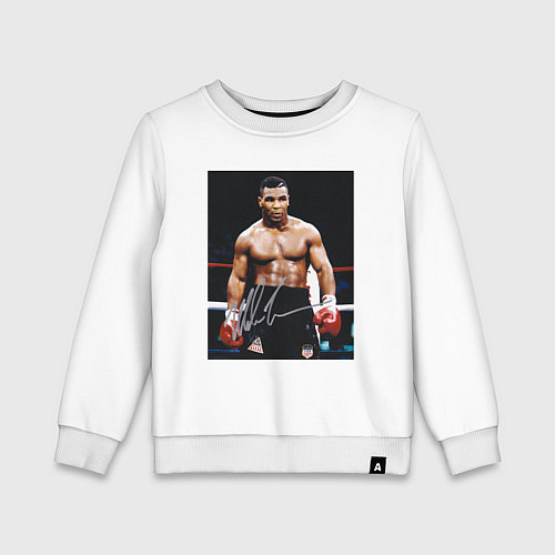 Детский свитшот Майк Тайсон Фото с авторгафом Mike Tyson / Белый – фото 1