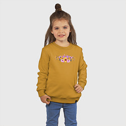 Свитшот хлопковый детский Цветы Разноцветные Гибискус и Ирисы, цвет: горчичный — фото 2