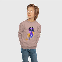 Свитшот хлопковый детский Цветы Фиолетовые и Оранжевые Гибискусы и Ирисы, цвет: пыльно-розовый — фото 2