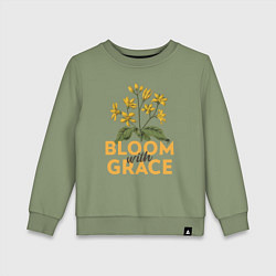 Свитшот хлопковый детский Bloom with grace, цвет: авокадо