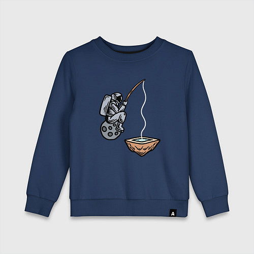 Детский свитшот Космонавт - рыбак / Тёмно-синий – фото 1