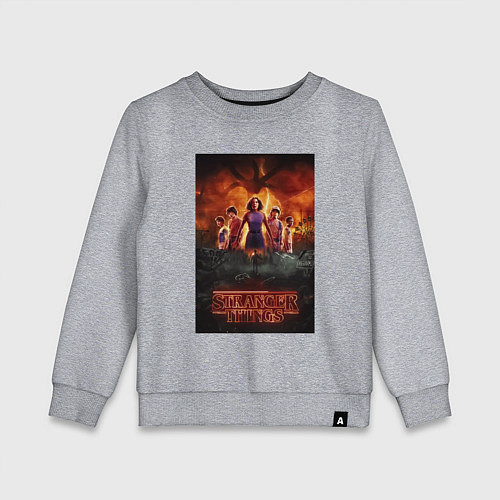 Детский свитшот Очень странные дела, персонажи / Меланж – фото 1