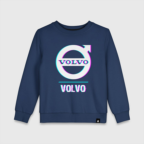 Детский свитшот Значок Volvo в стиле Glitch / Тёмно-синий – фото 1