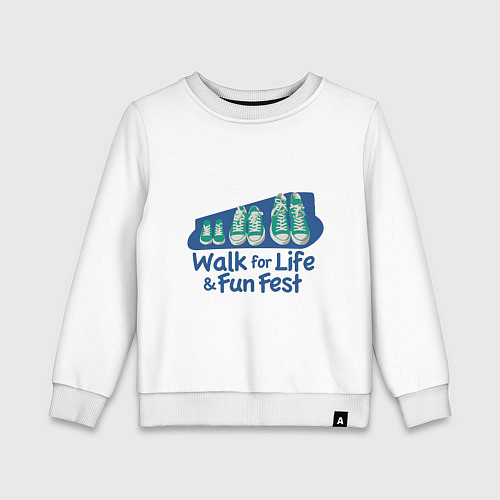 Детский свитшот WALK FOR LIFE FUN FEST / Белый – фото 1